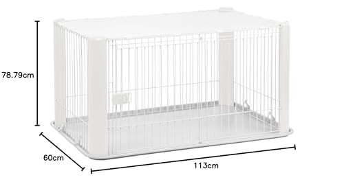 Iris Ohyama Welpenauslauf mit abschließbarer Tür und abnehmbarem Dach, H60cm, Weiß, Katzengehege, Hundebox, Für Outdoor, Indoor, Welpenlaufstall, Hundezaun, Welpenzaun, Laufstall Hund, CLS-1130