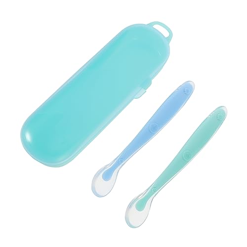 Milisten 2Pcs Spoon Set with Storage Case Ergonomic Cutlery for Self Feeding Easy Clean Design present for Showers and Birthdays