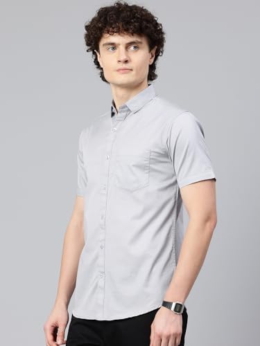 Image of Majestic Man Slim Fit Pure Cotton Half Sleeve Solid Casual Shirt