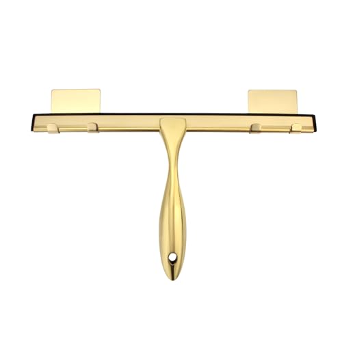 Image of 12 inch Shower Squeegee Stainless Steel Bath Squeegee for Shower Doors Bathroom Cleaner Tool Household Window Mirror Squeegee for Home Cleaning, Glass Door, Tile Wall, Car, Gold