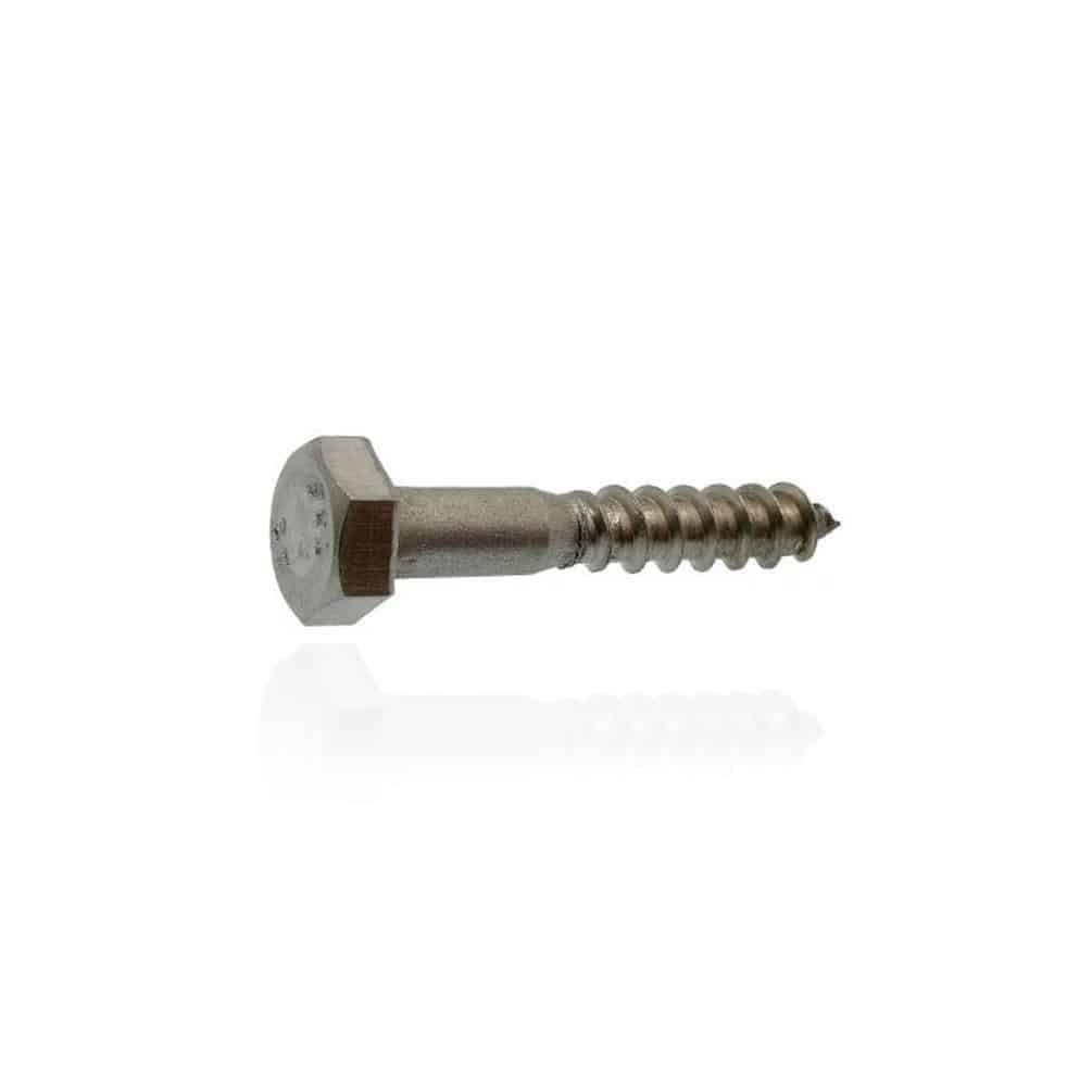 100 Vis à Bois Tête Hexagonale Tirefond 6 x 130 mm - DIN 571 - NFE25-607 - UNI 704 - Inox A2 - D-Work