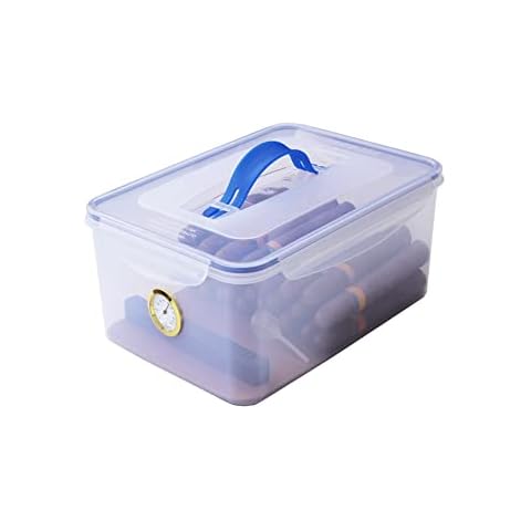 TOIKA Portable Plastic Transparent Cigar Humidor Case/Box with Humidifier and Hygrometer, That Can Hold About 25 Cigars (Clear) Cover