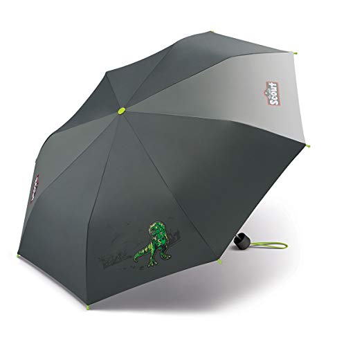 Parapluie enfant T-Rex réfléchissant gris Scout pour la sécurité sous la pluie