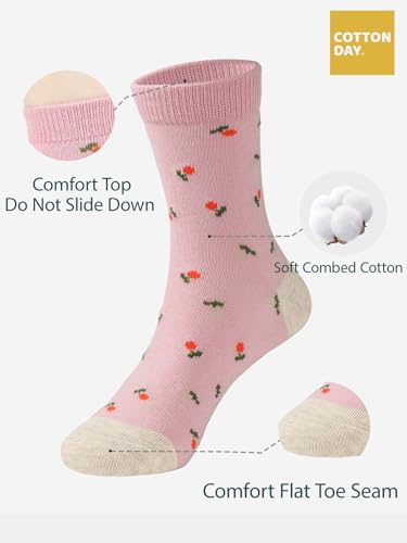 Image of COTTON DAY 7 Days of the Week Gift Box Kids Girls Fashion Short Socks Cute Animal, Floral, Stars, Stripes & Polka Dots Design