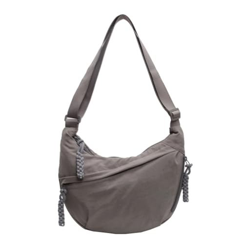 JUCHRZEY Damen Moon Bag Halbmond Umhängetasche Groß Bauchtasche Crossbag Grau, 280.00x180.00x70.00mm/11.02x7.09x2.76zoll, Reißverschluss, Einfarbig, Utility