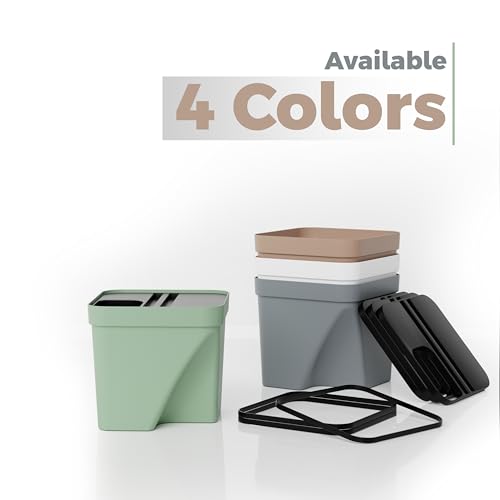 Image of 10L Dustbin with Lid | Green | Pack of 1 | Multipurpose Garbage Bin for Kitchen, Home & Office | Wet & Dry Waste Basket for Food Waste, Recycling & Indoor Outdoor Use