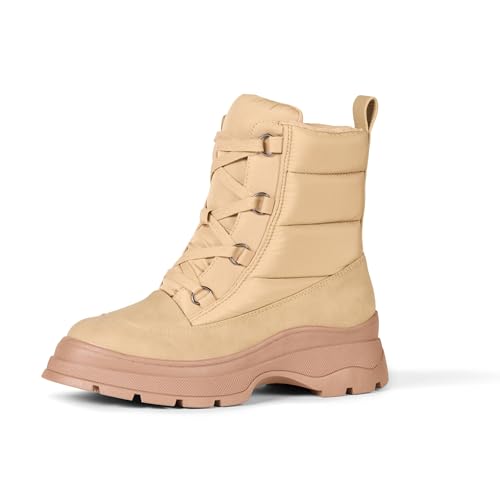 Amazon Essentials Womens Lace Up Puffer Snow Boots Khaki Brown 7