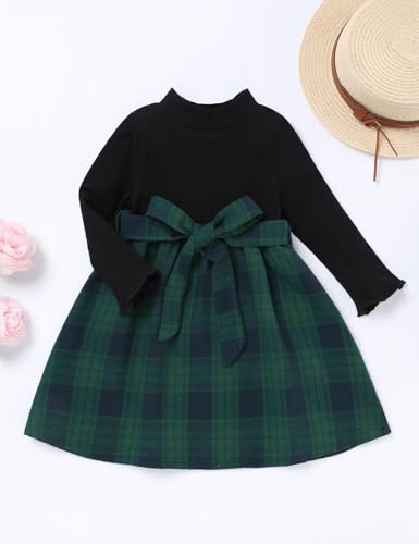 Toddler Girl Dress Long Sleeve Ruffle Plaid Dress Toddler Girl Winter Dress2