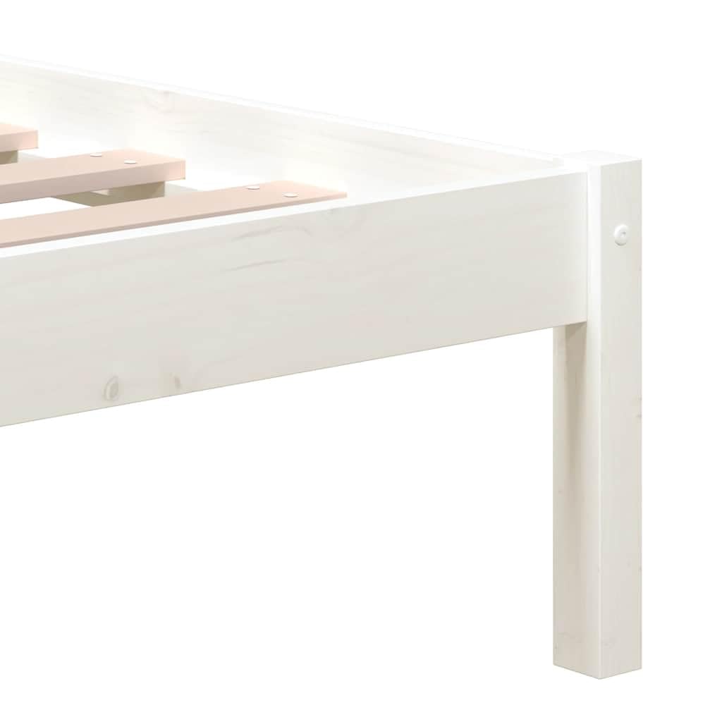 lite drewno sosnowe z zagłówkiem klasyczny biały 160x200 cm | Rama łóżka 160x200 biała lite drewno sosnowe z zagłówkiem listwy nośne