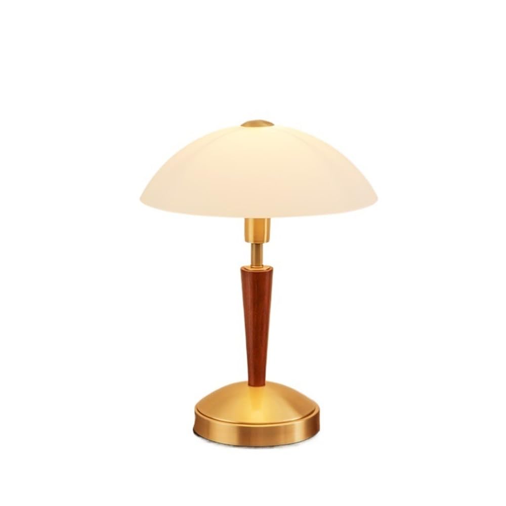 LJHFG63KUYT Bedside Lamps American Retro Solid Wood Table Lamp Dimmable Bedroom Study Bedside Frosted Glass Brass Body Nightstand Dorm