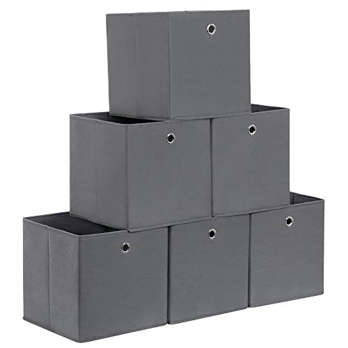 SONGMICS Juego de 6 cajas de tela, cajas plegables de tela no tejida, cubos de almacenamiento, para...