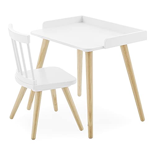 Delta Children Essex Kids' Desk & Chair Set-Greenguard Gold Certified-Ideal for Arts & Crafts, Snack Time, Studying-for Ages 4 Years+, Bianca White/Natural by Delta Children - Used condition - US$88.33