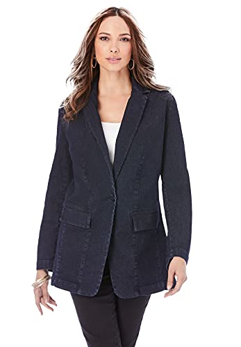 Roaman's Women's Plus Size Denim Boyfriend Blazer