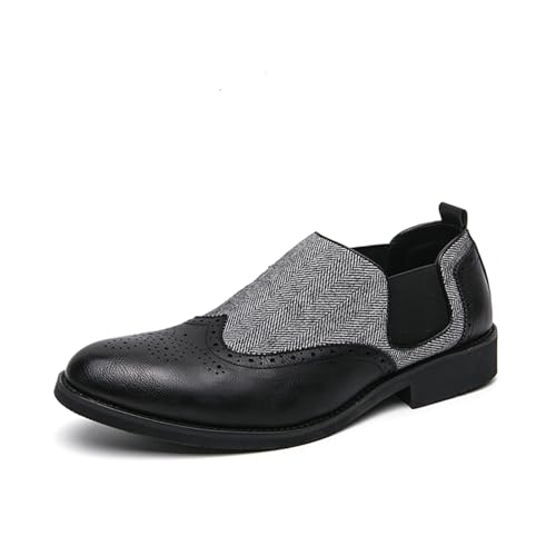 Men's Two Tone Handcrafted Leather Loafers Fashionable Oxford Style Perforated Dress Shoes with Pointed Toe for Luxury Business Wear