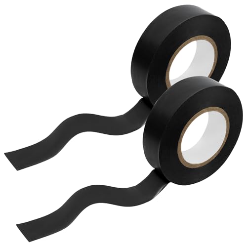 Auvotuis Cinta aislante de vinilo negro de 3/4 pulgadas y 65 pies para electricidad, reparaciones, automoción y equipos, menos de 600 V (2 rollos)