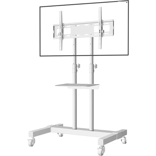 Soporte móvil para TV con ruedas ajustable altura 32-80" blanco