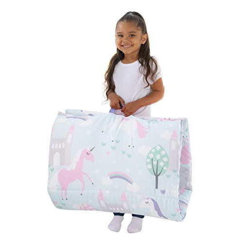 Image of Everything Kids Pink, Light Blue and Lavender Unicorn Deluxe Easy Fold Nap Mat
