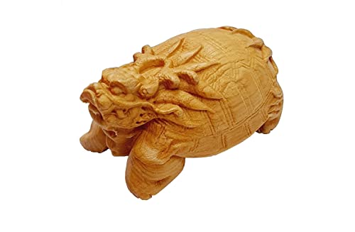 Estatua Decorativa Tartaruga Dragón de Madera Natural miniatura 3