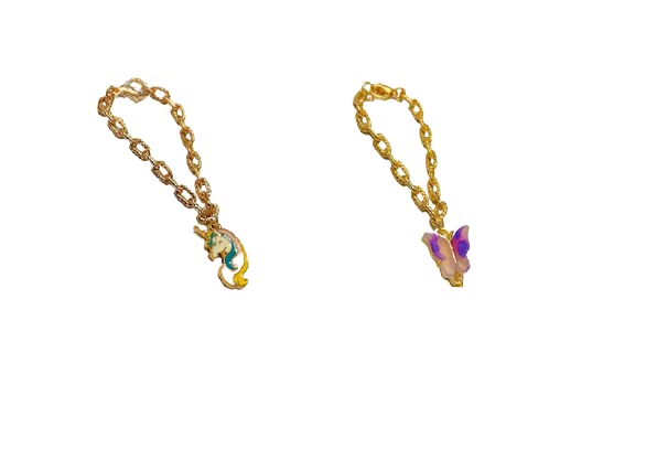 Morel Sturdy Rose Gold Chain Watch Charm Combo of Pink Color Butterfly and Unicorn Pendant, Watch Charm, Watch Accessories, Pack of 2 (B09YBJ1XPP) Amazon Price History, Amazon Price Tracker