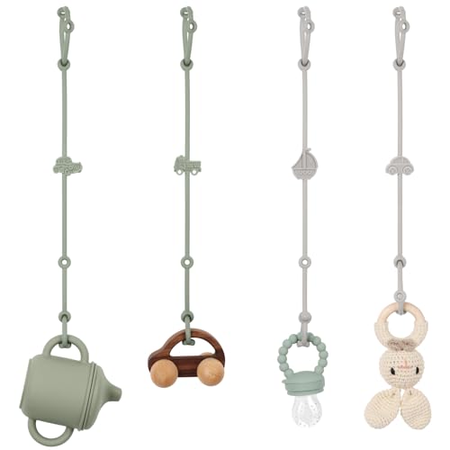 Image of Toy Safety Straps, Silicone Pacifier Clips, 4Pack Adjustable Straps for Strollers, High Chair, Shopping Cart (Set 1)