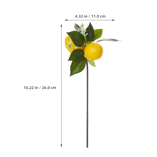 LOGOFUN 3Pcs Artificial Lemon Stem Faux Lemon Branch Simulation Lemon Plants for DIY Home Vase Decor - Double Lemon Fruit