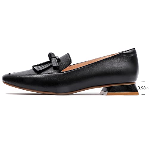 Image of Mona flying Women's Leather Square Toe Penny Loafer Slip on Office Flats