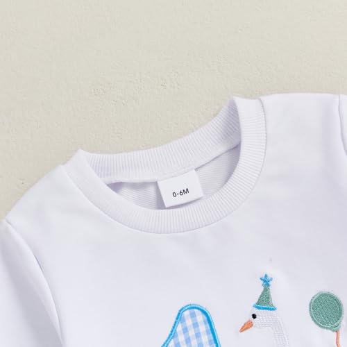 GOOCHEER Baby Boy First Birthday Outfit 1 Goose/Balloon Long Sleeve Sweatshirt Top Plaid Pants One Year Old Birthday Clothes3