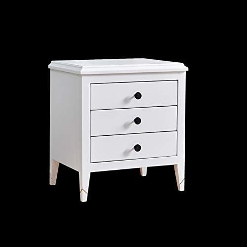 SLNFXC Bedside Table Three Drawer Storage Bedside Table Bedroom Furniture White Solid Wood Bedside Table
