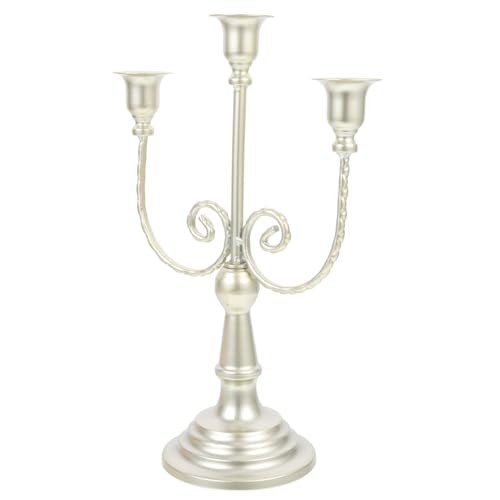 HOODANCOS Vintage Iron Candlestick Decorative 3-arms Candelabrum Silver Black Candle Holders Table Decor Wedding Party