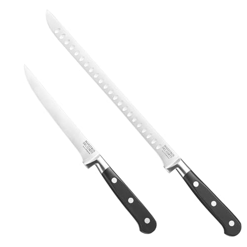 CUPERINOX   Set Cuchillo Jamonero+ Deshuesador Profesional Forjado 2 Piezas | Cuchillo Jamonero Alveolado 25 cm y Deshuesador 15 cm |Corte Fino y Equilibrado | Aptos para lavavajillas