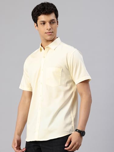 Image of Majestic Man Slim Fit Pure Cotton Half Sleeve Solid Casual Shirt