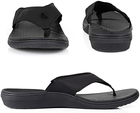 Powerstep Men's Arch Support Orthotic Flip Flop Sandals with Shock Absorbing Sole, Lightweight Non-Slip Tread, Black, 10 | Image 1