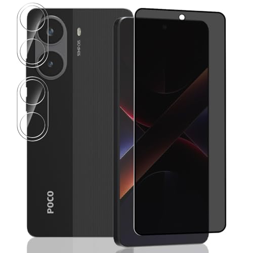Yieehhow Privacy Pellicola Protettiva per Xiaomi Poco X7 Pro, [1 Pezzo] 9H Durezza Anti-Spia Vetro Temperato e [2 Pezzi] Pellicola Fotocamera, Anti Spy Protezione Schermo per Xiaomi Poco X7 Pro