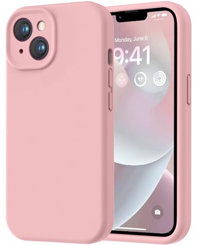 Image of LOVE 3000 Designed for iPhone 14 Case, Premium Silicone with [Soft Anti-Scratch Microfiber Lining] Shockproof Protective Phone Case for Men Women Girls 6.1 inch, Pink Sand