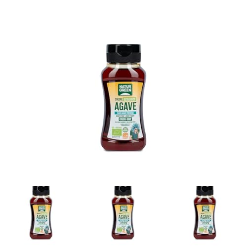 NaturGreen - Sirope de Agave Crudo Bio 236 ml, Edulcorante Natural, Agave Azul, Alternativa Vegana a la Miel y el Azúcar, Sin Gluten, Ideal para Endulzar Bebidas, Yogures y Postres (Paquete de 4)
