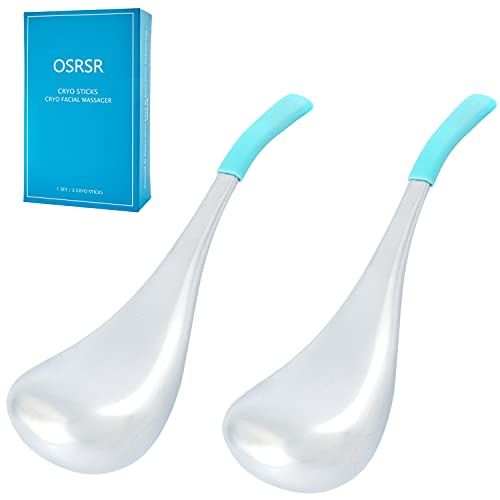 OSRSR Cryo Sticks,Unbreakable Stainless Steel Beauty Ice Facial Massage Tools for Woman,Skin Case Ice Globes Cryo Spoons,Cooling Globes Cold Globes for Face,Eyes & Neck