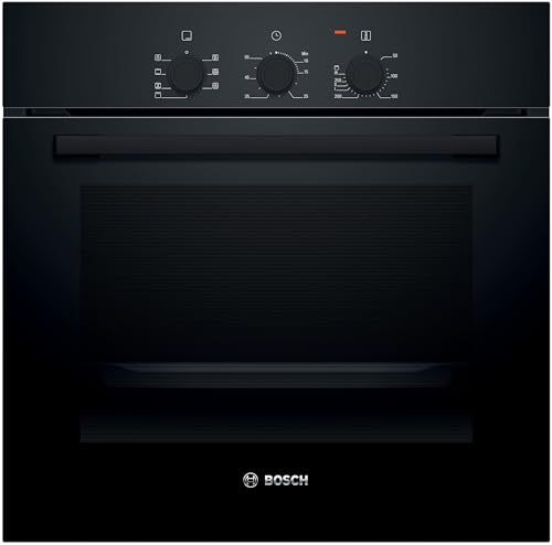 Bosch HBF011BA2 Serie 2, Forno da incasso, Aria Calda 3D: Cottura uniforme fino a 3 livelli, 3 manopole, Nero, 60 x 60 cm