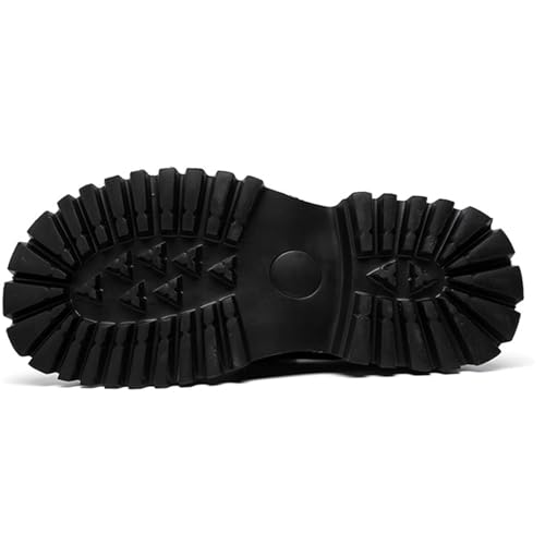 Mens Black Leather Platform Lace Up Dress Oxfords Shoes Classic Wide Round Toe Comfort Non-Slip Chunky Heel Lug Sole Heightening Derby Shoes4