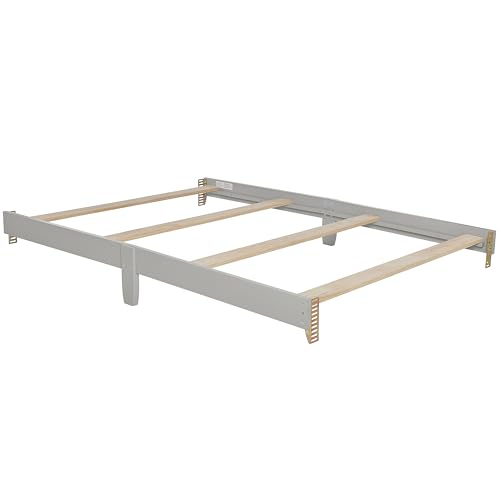 Dream On Me Universal Crib to Full Size Bed Conversion Kit, Solid Wood Bed Rails for Select Convertible Cribs, Strong &amp; Stable Support, Cool Grey