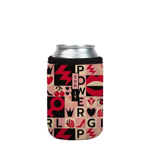 Sok It CanSok Sleeve for Beer & Soda Insulated Neoprene Cover (Girl Power, 12oz Can Sleeve)