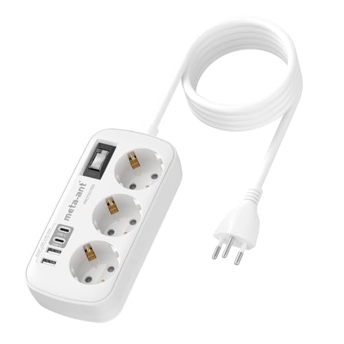 Adaptateur de voyage Suisse charge rapide 2 USB-C et 3 prises AC 1250W