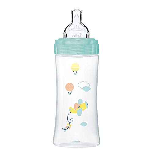 Dodie Biberon Anti-Colique Sensation+ Vert Air, 330 ml, Tétine Plate, Débit 3