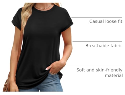 Image of Alaroo Womens Summer Tops Short Sleeve Shirts Crew Neck Cute Trendy Tunic Blouses (S-3XL)