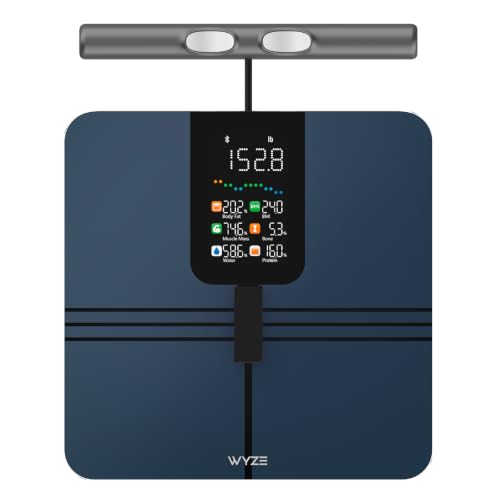Wyze Smart Scale BodyScan with Handle 8-Electrode Body Composition Scale for Body Weight BMI Body Fat Muscle Mass Segmental Analysis 400 lbs Black