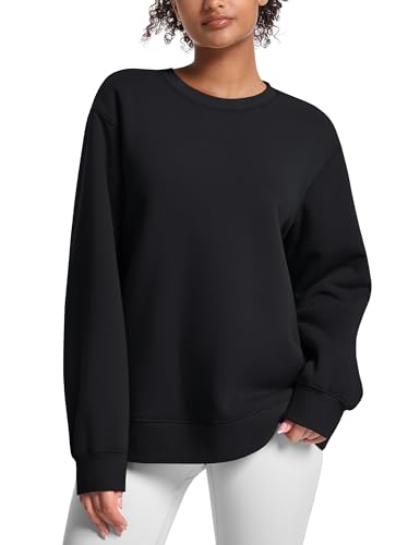 Cavva Women's Crewneck Sweatshirts Thermal Long Sleeve Fleece Lined Sherpa Pullover Sweater Loose Fit Shirts