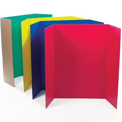 SAKPHIL Tri-Fold Colour Presentation Boards for School Projects, Seminars, Exhibitions, 90 x 120 cm, 3 Ply, 3 mm Thickness. (4 Colours1 set)