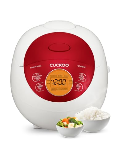 CUCKOO Micom Rice Cooker 3 Cup Uncooked / 6 Cup Cooked, Korean Fuzzy Logic Rice Cooker Small with Delay Timer & Keep Warm Setting, Versatile Food Steamer with Non-Stick Inner Pot, Red (CR-0351F)