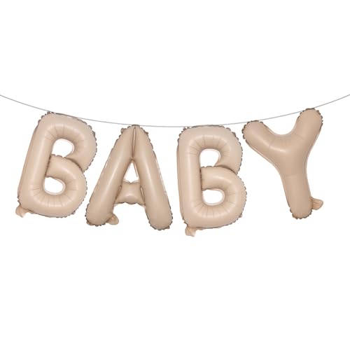 Image of 16 Inch Baby Letter Balloons Multicolor Foil Balloons BABY Balloons, 4 Pcs Foil Aluminum Balloon for kids Birthday, Baby Shower, Wedding, Gender Reveal Party Decorations (BABY Caramel)