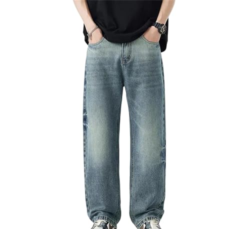 Mens Jeans Spring Summer Straight Leg Vintage Pants Streetwear Loose Casual Denim Wide-Leg Fashion