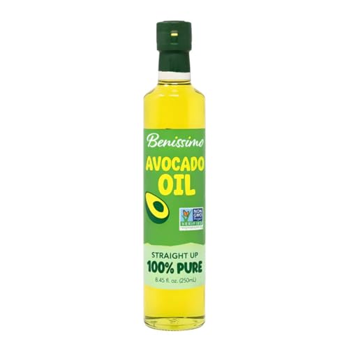 100% Pure Avocado Oil in Glass Bottle, Allergen-Free and Non-GMO, Premium Cold-Pressed Cooking Oil for Sautéing, Baking, Grilling, and Salad Dressings, 8.45 fl oz